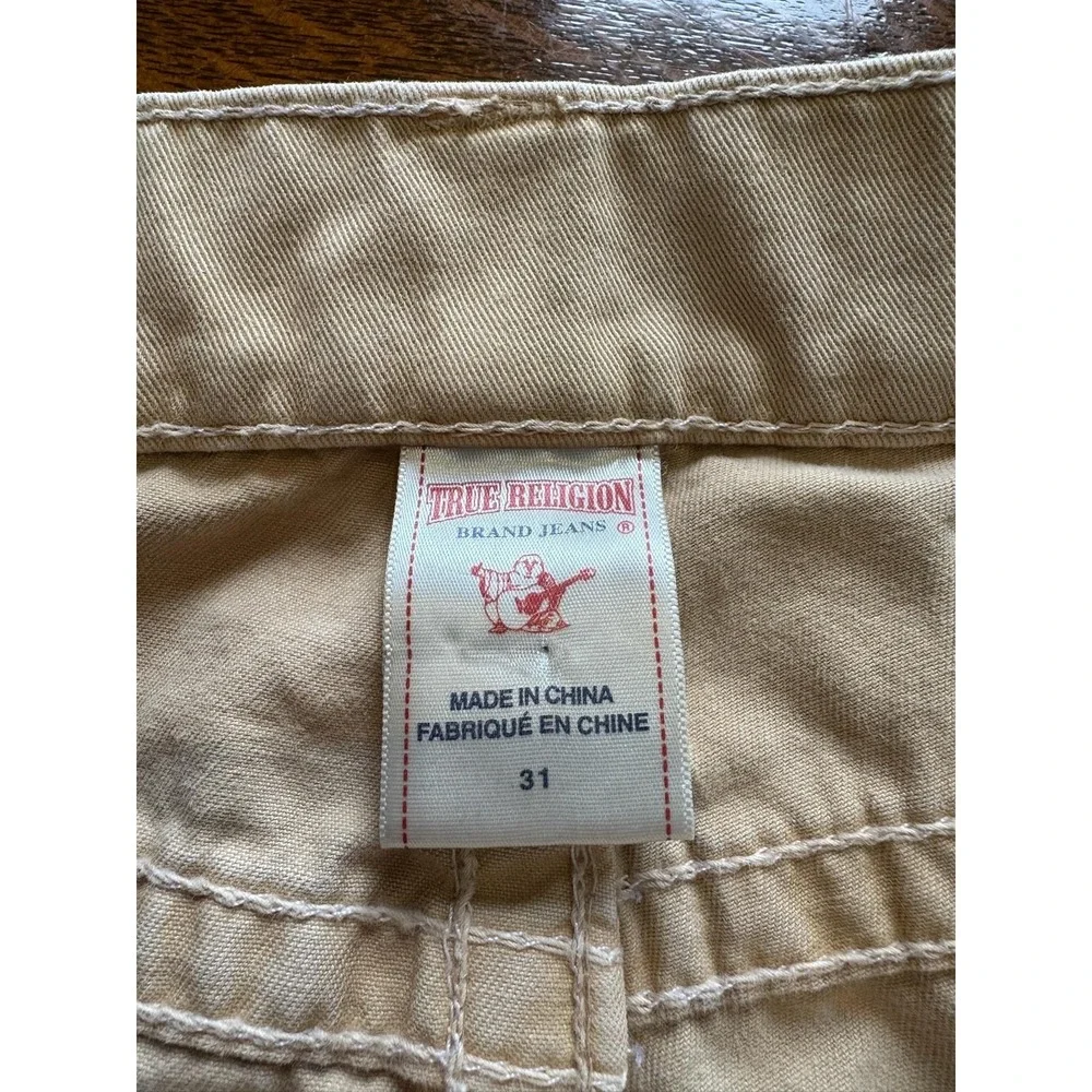 True Religion Jeans Mens 31x31 Beige Denim Regular Straight Leg 5 Pocket Chino
